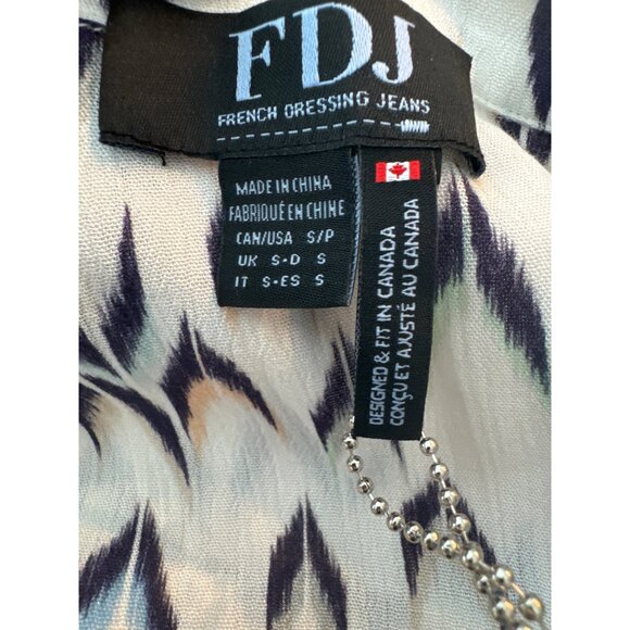 NWT FDJ Dolman Long Sleeve Crepe Aztec Print Viscose Button Shirt S Office Top - Picture 6 of 13